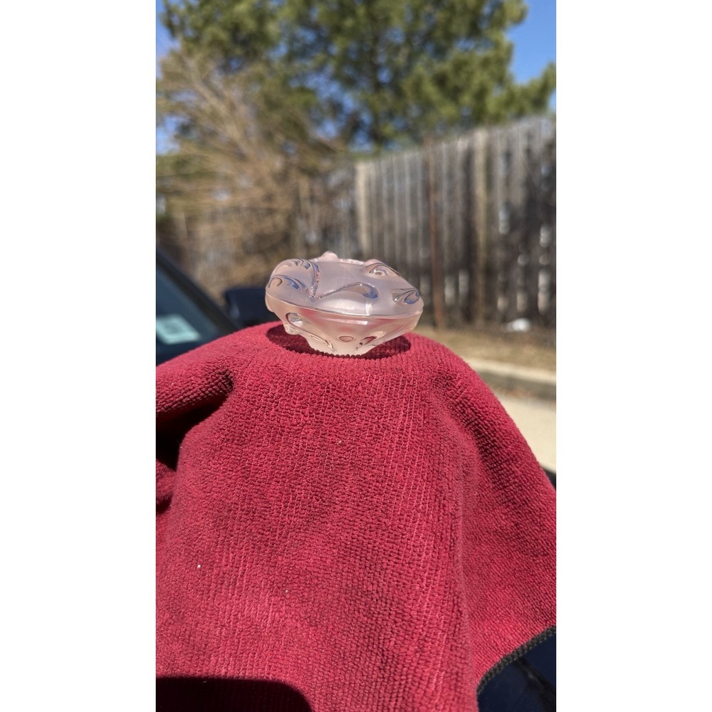 Daum France Pink Crystal Trinket Dish Small Art Glass Signed